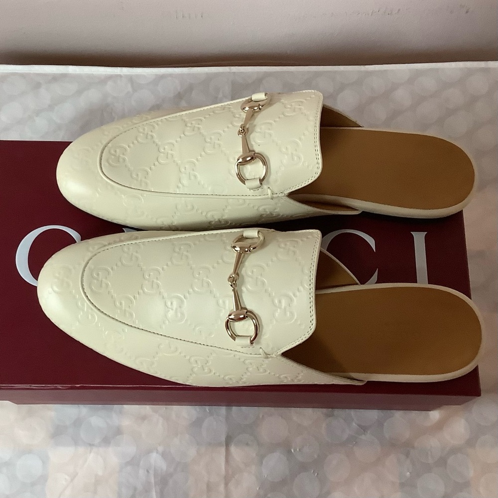 BNIB Gucci Princetown Horsebit GG Embossed Mule Slide Sandals Flat Loafers Shoes - Picture 4 of 13
